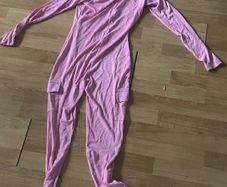 Pink Ribbed Long Sleeve Cargo Jumpsuit