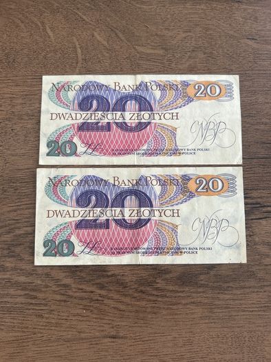 Poland 20 Zlotych Banknotes 1982  Romuald Traugutt  Set of 2  Polish Peoples Republic