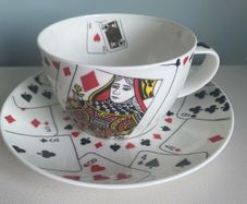 Vintage Dunoon playing card themed cup and saucer set