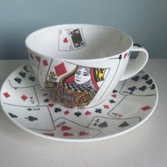 Vintage Dunoon playing card cup and saucer set