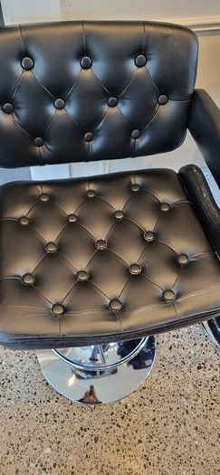 Set of 3 black leather effect bar stools