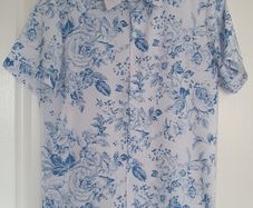 Blue floral print shirt