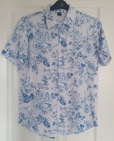 Blue floral print shirt