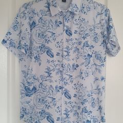Blue floral print shirt