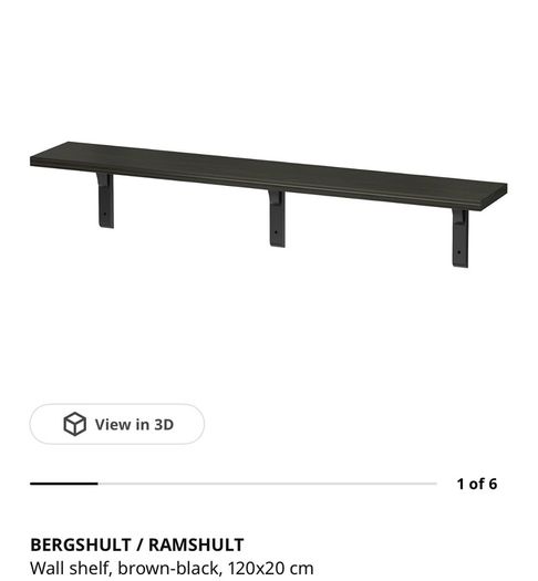 IKEA BERGSHULT / RAMSHULT - Wall Shelves with Brackets -  Black Brown
