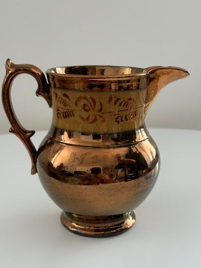 Antique Victorian Staffordshire Copper Lustreware Collection. 5 Pieces