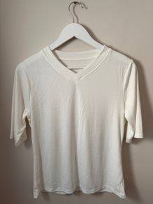 White V Neck Basic T Shirt Top Size 10!