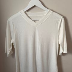 White V Neck Basic T Shirt Top Size 10!