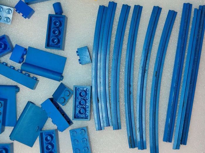 Vintage Lego Blocks Train Tracks 1960s onward wt Patent Pending Pieces Red Yellow Blue Clear