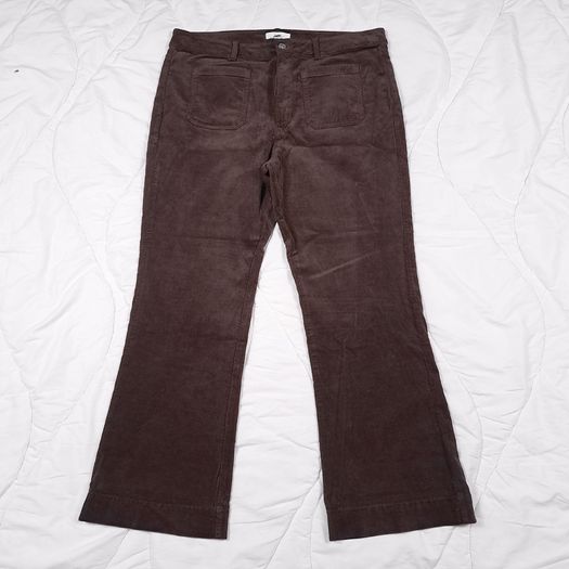 Marks & Spencer Dark Chocolate Brown Corduroy Front Pocket Flared Leg Trousers 20UK/48EU