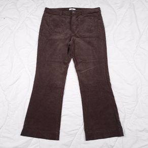 Marks & Spencer Dark Chocolate Brown Corduroy Front Pocket Flared Leg Trousers 20UK/48EU