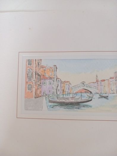 Signed Watercolour On Card of Venice