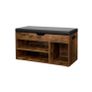 Padded Shoe Bench with Storage Rustic Vintage Brown Image 2