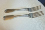 PRICE DROP Pair of Georgian Irish Sterling Silver Dining Forks, Hallmarked Dublin 1826, 157g