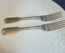 PRICE DROP Pair of Georgian Irish Sterling Silver Dining Forks, Hallmarked Dublin 1826, 157g