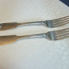 PRICE DROP Pair of Georgian Irish Sterling Silver Dining Forks, Hallmarked Dublin 1826, 157g