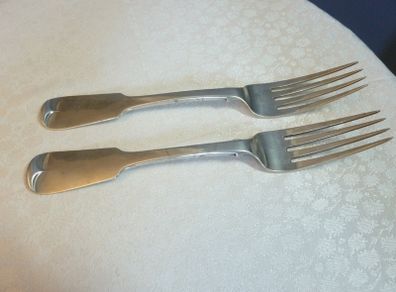 PRICE DROP Pair of Georgian Irish Sterling Silver Dining Forks, Hallmarked Dublin 1826, 157g