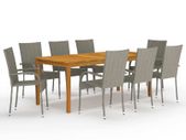 9 Piece Garden Dining Set Grey