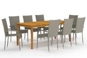9 Piece Garden Dining Set Grey