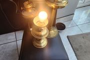 vintage brass table lamps ..electric x3