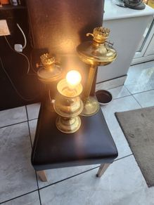 vintage brass table lamps ..electric x3