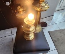 vintage brass table lamps ..electric x3