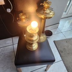 vintage brass table lamps ..electric x3