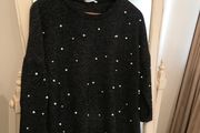 Zara Pearl Detail Charcoal Knit size S