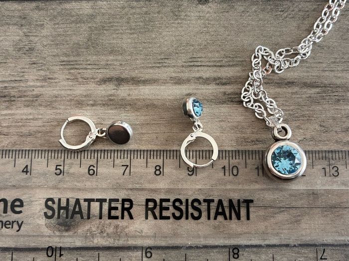 Silver Plated Aquamarine Swarovski Crystal Set