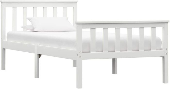 _Solid Pine Wood Bed Frame Solid Wood Bed Single Bed Futon Bed Frame Slatted Frame Bedroom White 100 x 200 cm