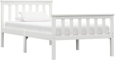 _Solid Pine Wood Bed Frame Solid Wood Bed Single Bed Futon Bed Frame Slatted Frame Bedroom White 100 x 200 cm
