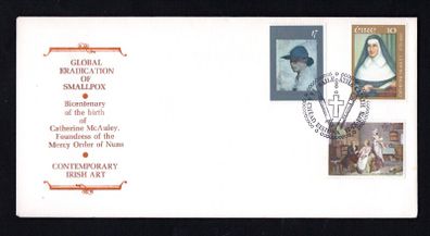 1978 Ireland Anniversaries/Events: Birth of Sister Catherine McAuley; The Eradication of Smallpox; Birth of Sir William Orpen & Contemporary Irish Art Commemorative Stamps Illustrated The Irish Times First Day Cover (FDC)
