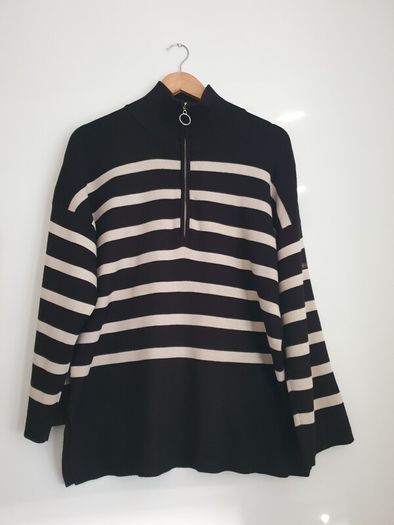 Object.  Zip Striped Knitted Jumper Size Medium