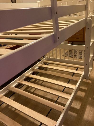 A beautiful White Bunk Bed. No Mattresses.