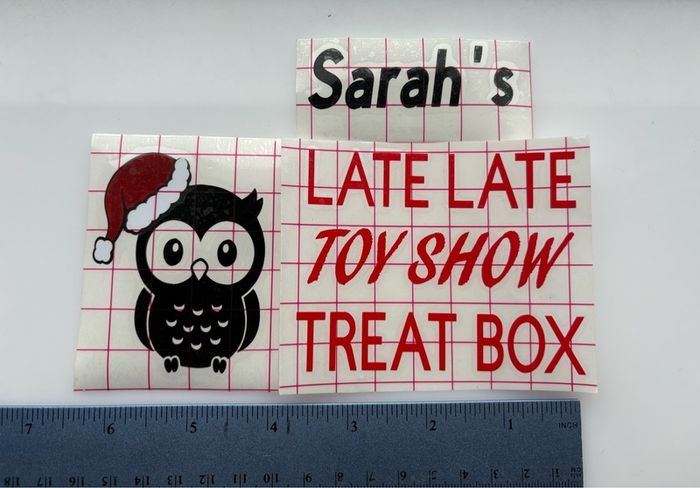 Late Late Toy Show Treat Box adhesive vinyl sticker