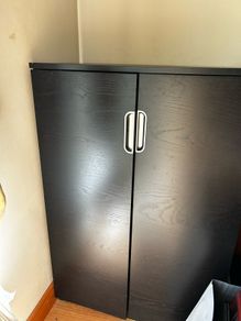 Modern Black Double Door Storage Cabinet / Cupboard