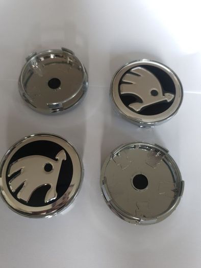 1set (4caps) Black Chrome logo SKODA Octavia Superb Fabia Yeti wheel center cap 5JA601151A 56mm caps