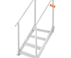 Dock Ladder 4 Step, Dock Stairs 30''-38'' Adjustable Height, 500 lbs Load Capacity, Aluminum