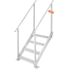 Dock Ladder 4 Step, Dock Stairs 30''-38'' Adjustable Height, 500 lbs Load Capacity, Aluminum