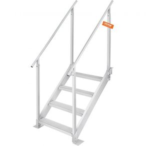 Dock Ladder 4 Step, Dock Stairs 30''-38'' Adjustable Height, 500 lbs Load Capacity, Aluminum