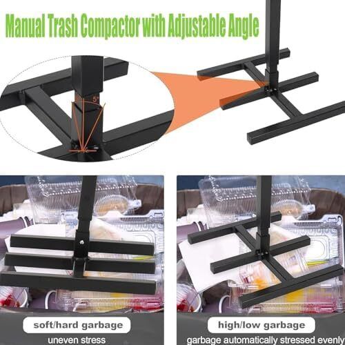 Rubbish Press Waste Compactor Trashor Space-saving in Wheelie Bin Trash Can Household Trash Can Press, Manual, Recycle Bin Compactor, Black