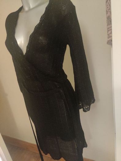 Awear black/ silver lurex wrap dress dress size UK10/12 EU38/40 Postage included