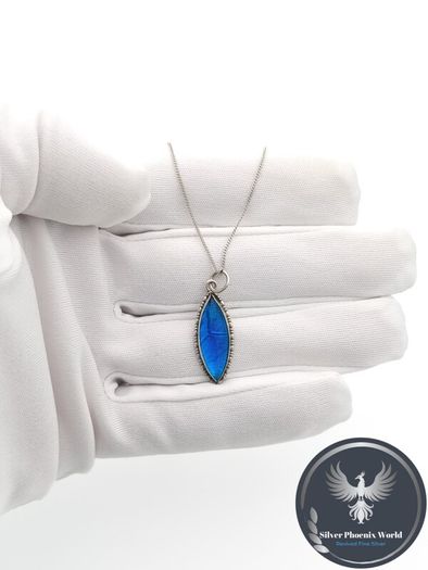 Vintage 925 Sterling Silver Real Butterfly Wing Necklace