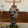 Vintage Large Glazed Asian Batik Motif Table or Console Lamp Image 6