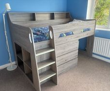 Europa Midsleeper Bed with Storage & Pull-Out Desk Excellent Space Saver