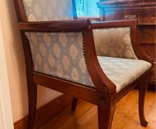 Elegant traditional upholstered mahogany armchair
