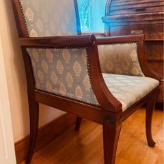 Elegant traditional upholstered mahogany armchair