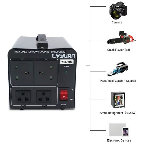 LVYUAN 1000W Voltage Transformer 220V 110V Step Up & Step Down Converter UK to US Dual 110V & 220V outlets