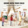 Art Easel for Kids 3-in-1 Wooden Double-Sided Kid's Art Easel with Magnetic Whiteboard, Chalkboard & Paper Roll, Adjustable Standing Drawing Board with Painting Accessories for Boys and Girls Image 3