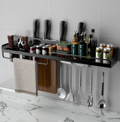 BRAND NEW Kitchen Organizer Wall-mounted Spices Space Shelf Aluminum Multifunction Organizer Rack for Spice